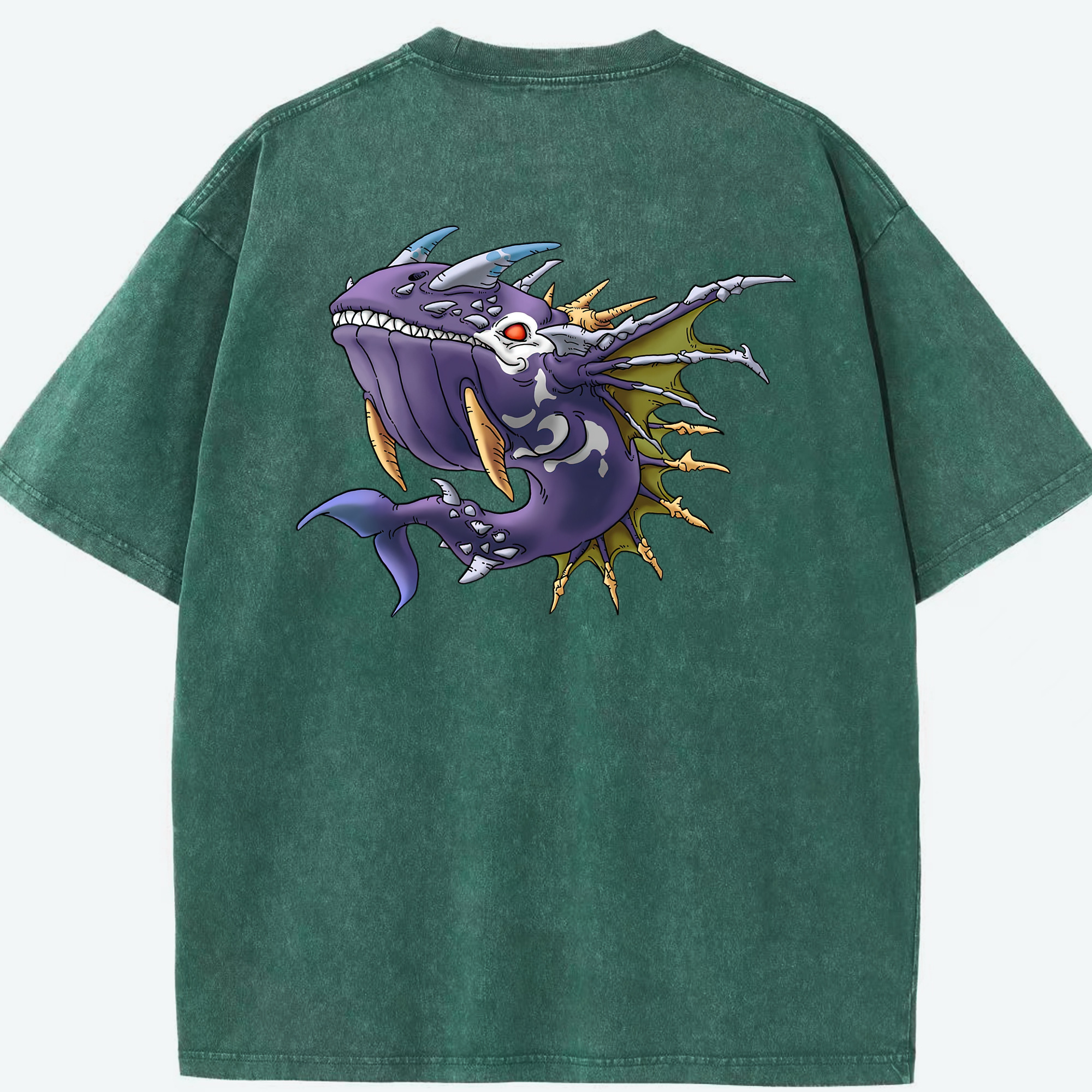 （画像用） ドラゴンクエスト Doragon Kuesuto Dragon Quest 綿100% ヴィンテージ風 半袖Tシャツ（背面プリント）